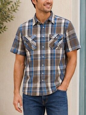 Beverly Hills Polo Club Men's Plaid Button-Up Shirt – Size Large